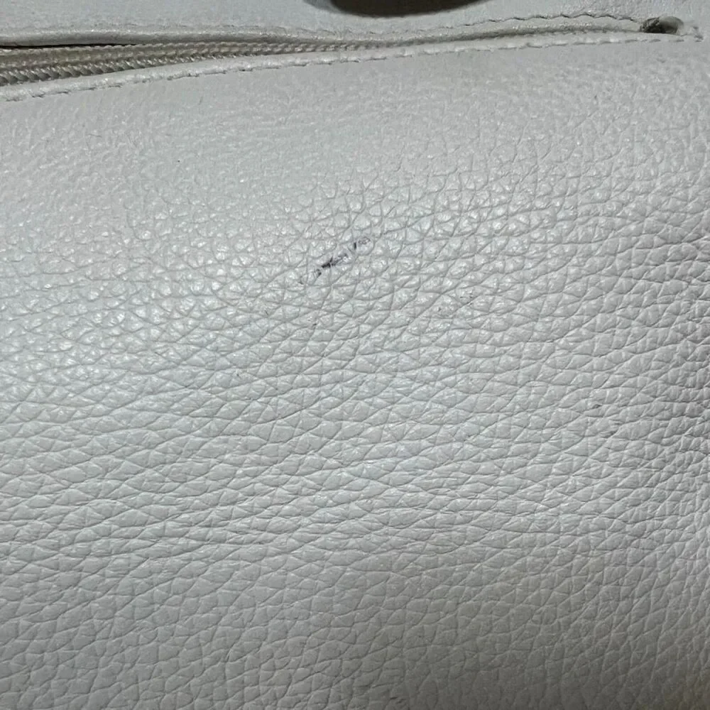 Tignanello Perfect 10 French Tote/Shoulder Bag White Pebbled Leather